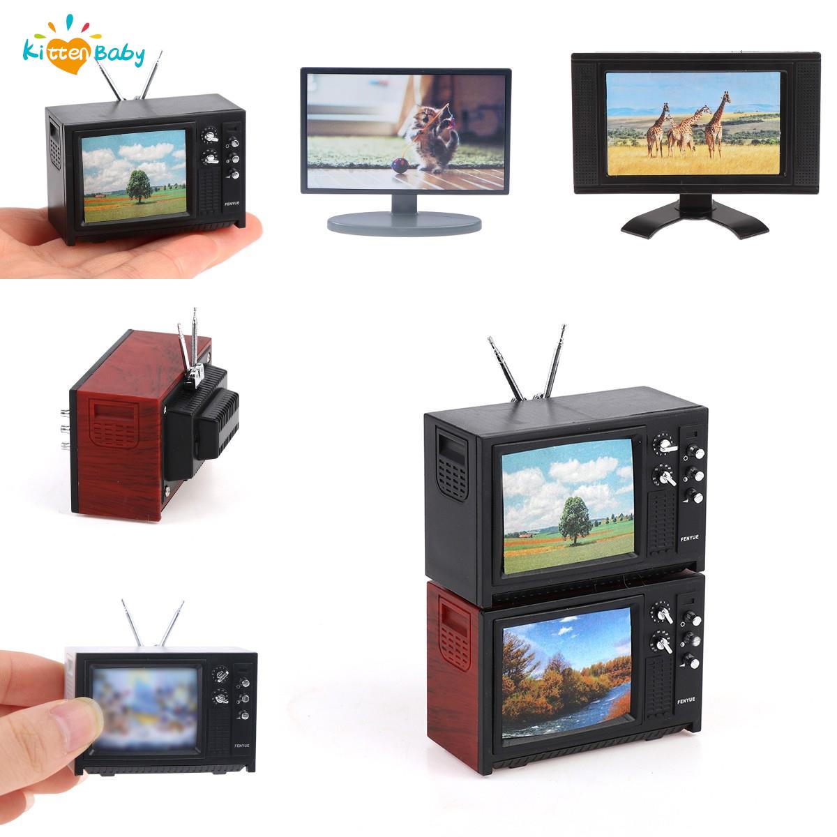 Model Kit Vintage - 1pc 1/12 Dollhouse Mini Television Kids