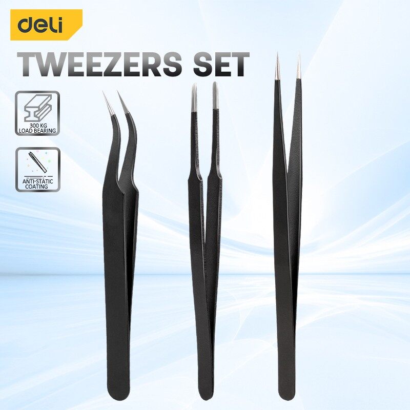 Model Kit Nippers - Deli 3PCS Tweezers Set Upgraded Stainless