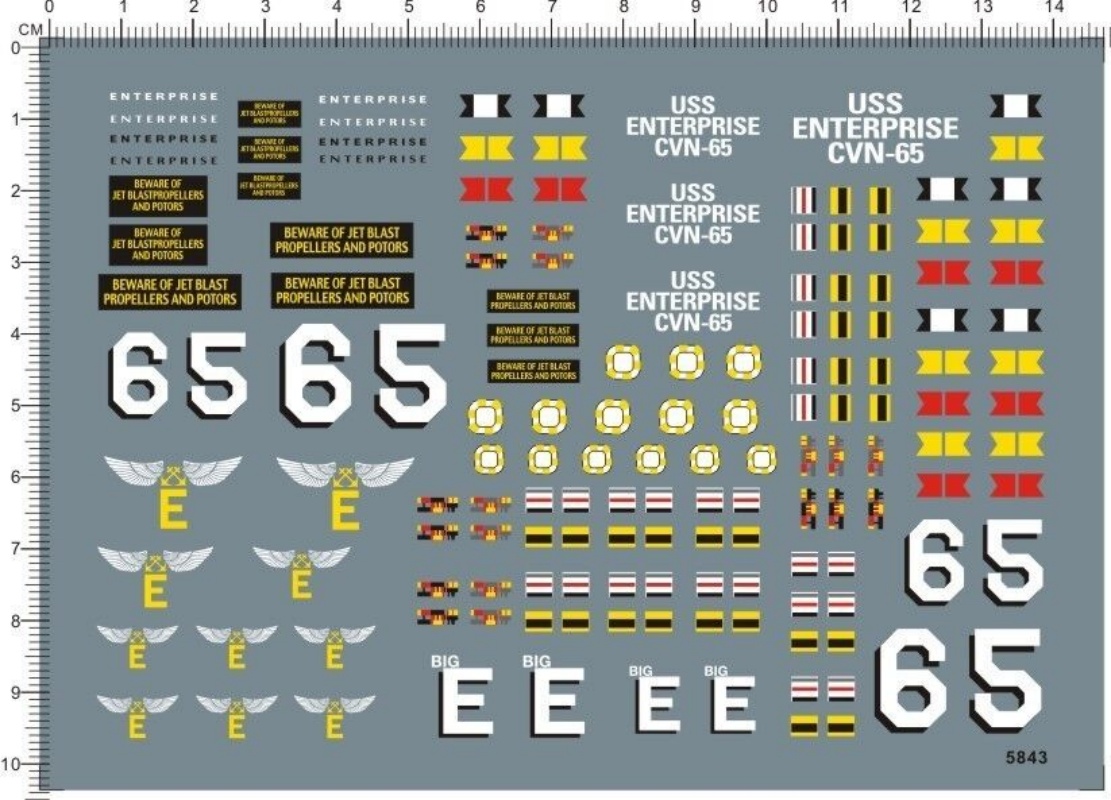 Model Kit Uss Enterprise - Water Slide Decal for 1/350 Scale