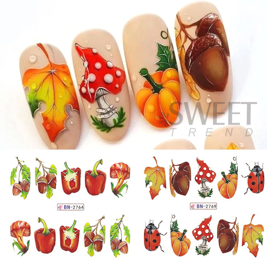 12pcs Autumn Nail Stickers Car - Waterslide Decal Paper ulasan dan harga