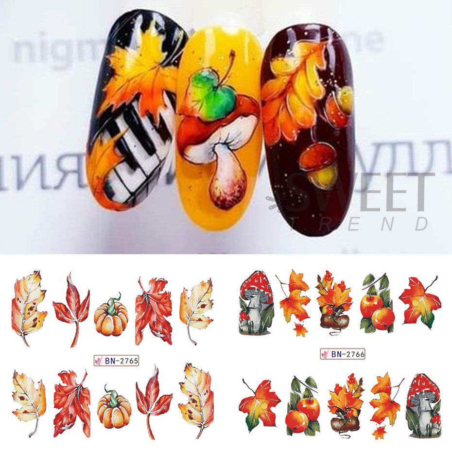 12pcs Autumn Nail Stickers Car - Waterslide Decal Paper ulasan dan harga