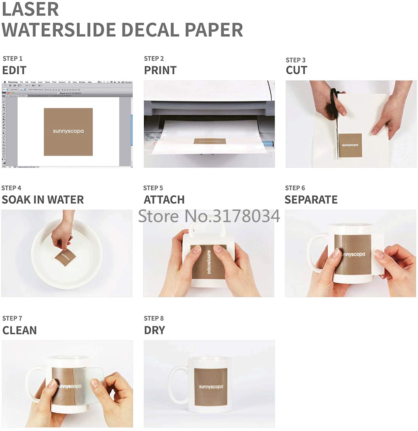 20 Sheets A4 White color Laser - Waterslide Decal Paper ulasan dan harga