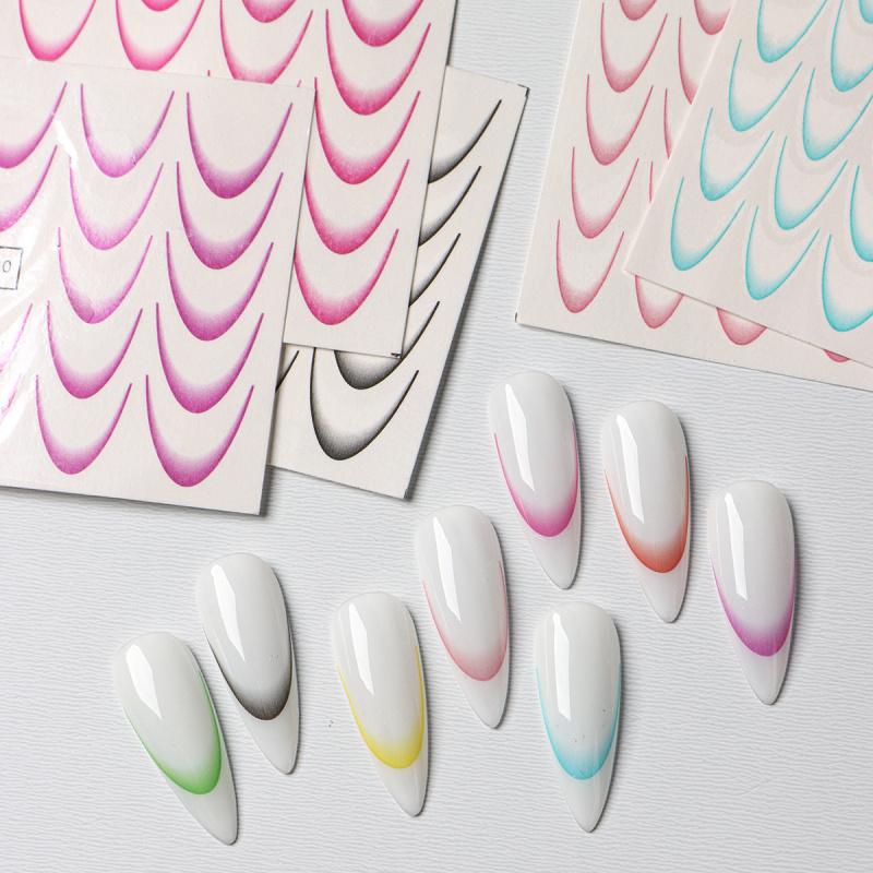 8pcs Gradient French Nail Art  - Waterslide Decal Paper ulasan dan harga