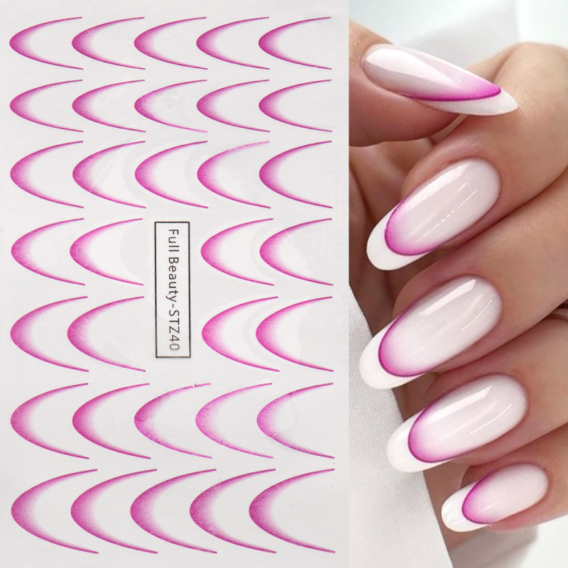 8pcs Gradient French Nail Art  - Waterslide Decal Paper ulasan dan harga
