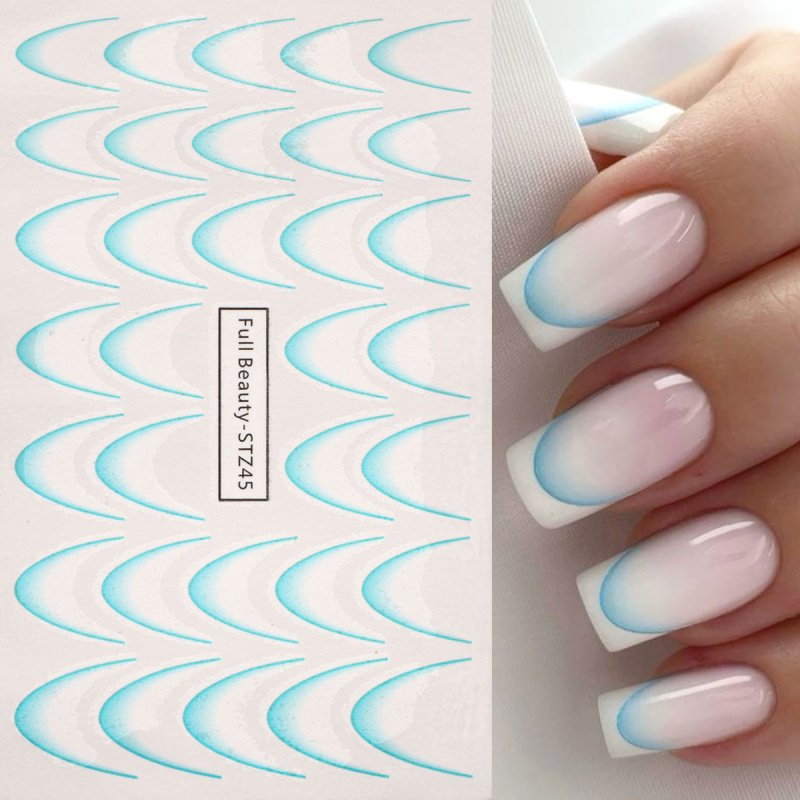 8pcs Gradient French Nail Art  - Waterslide Decal Paper ulasan dan harga